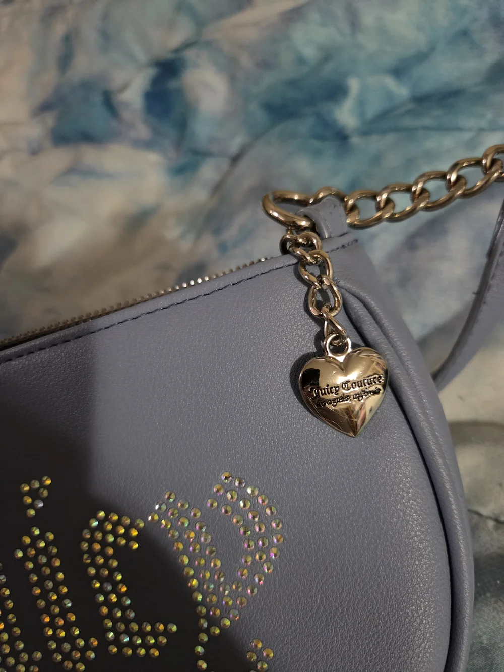 Juicy Couture Lilac Rhinestone 'Juicy' Shoulder Bag